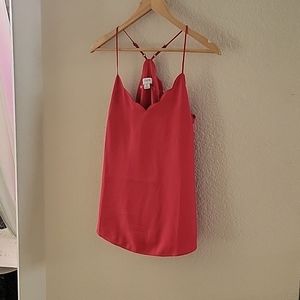 JCrew Red Scalloped vneck top